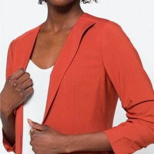 Skies Are Blue Raja collarless Ruched Sleeve blazer